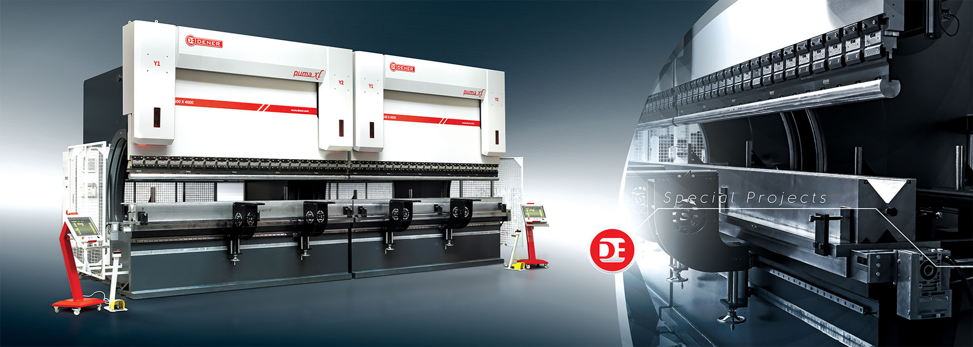 Dener CNC press brake bending sheet metal in a Canadian fabrication shop